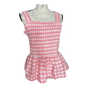 CANDACE Cameron Bure Women's Top Sz M Smocked Tank Pink